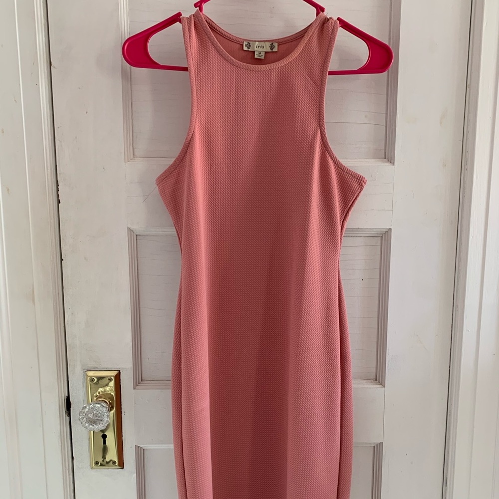 Pink midi bodycon dress